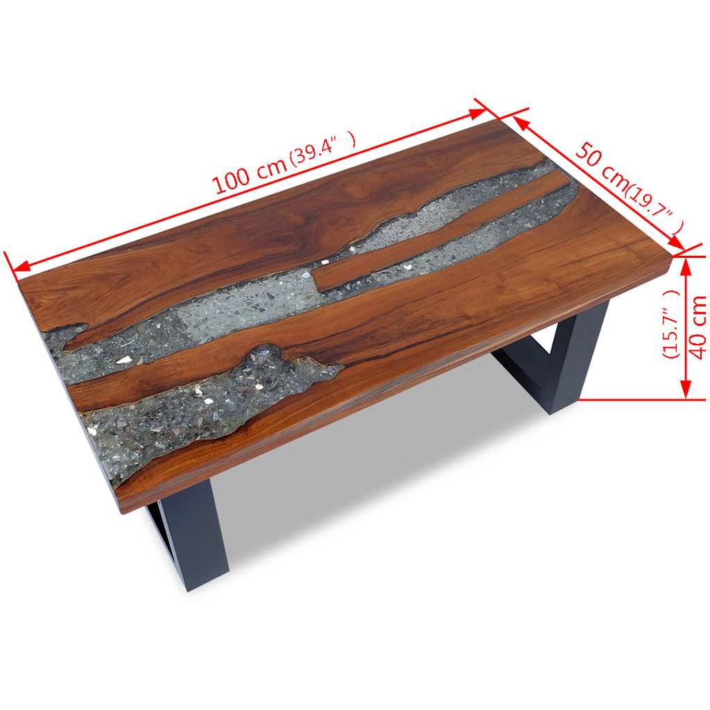 Teak Resin Coffee Table 100x50 cm