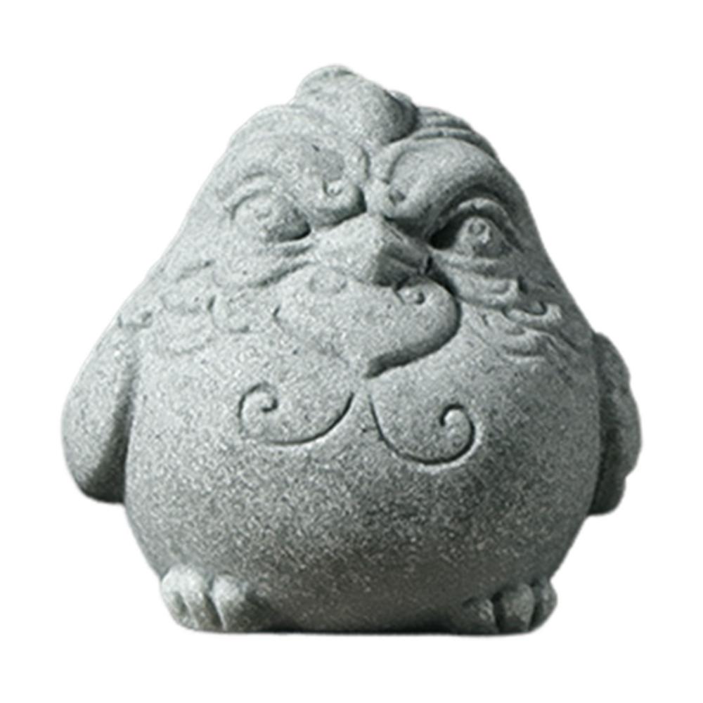 Sand Color Tea Pet Chinese Style Ancient Animal Statue Green Sand Color Mini Tea Pet Figurine Handcrafted Table Centerpiece Tea
