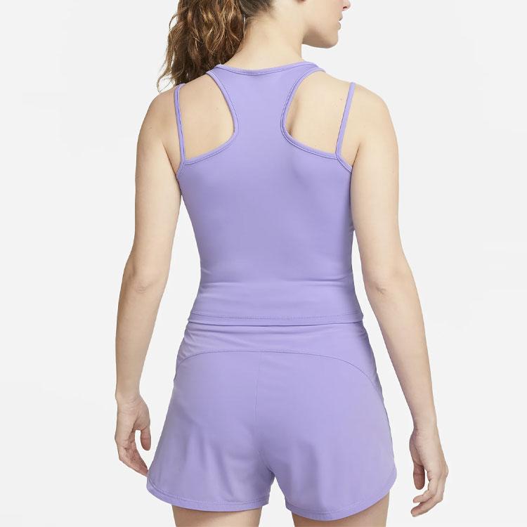 Nike Solid Color Logo Print Slim Fit Tank Top Women Tops Purple DX6488-567