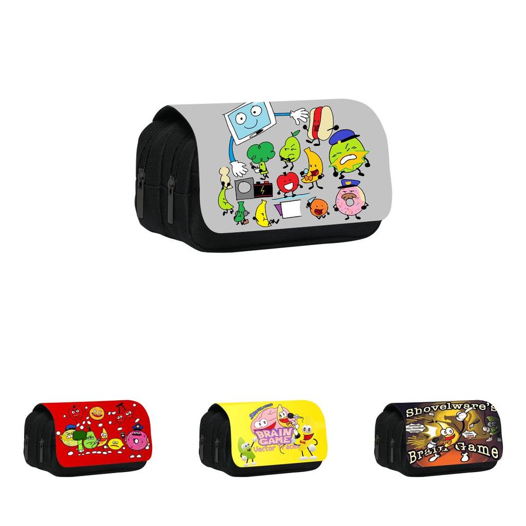 Shovelware Brain Game Doublelayer Pencil Case With Fruit Doodle Design For Students And Kids