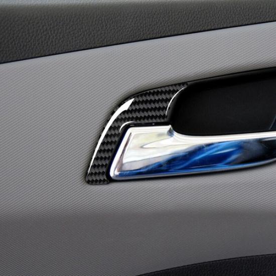 4x Carbon Fiber Door Handle Bowl Decoration Cover For Chevrolet Sonic 2012-2016