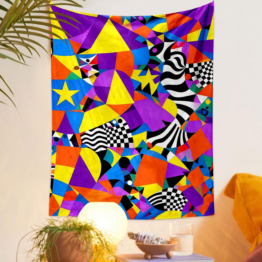 Abstract Geometric Colorful Pattern Patterned tapestry home decor, suitable for bedroom and living room, gift