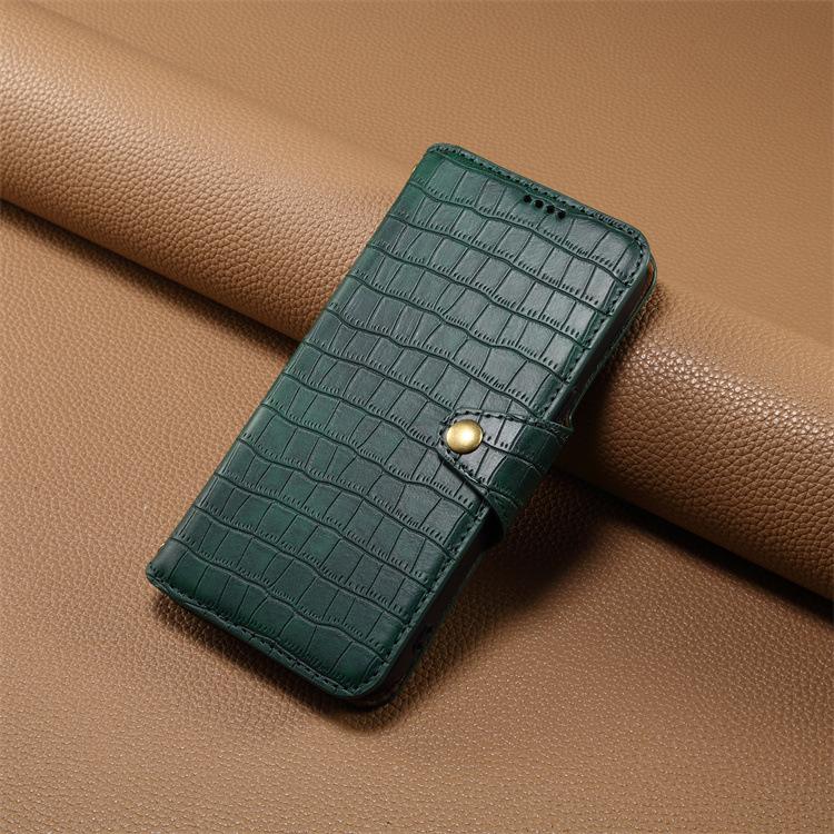 

Crocodile Pattern Leather Phone Case for iPhone 16 Pro Max 17 Air 16e 15 Plus 14 13 12 11 Xr Xs Button Card Holder Wallet Cover iPhone17 зелёный