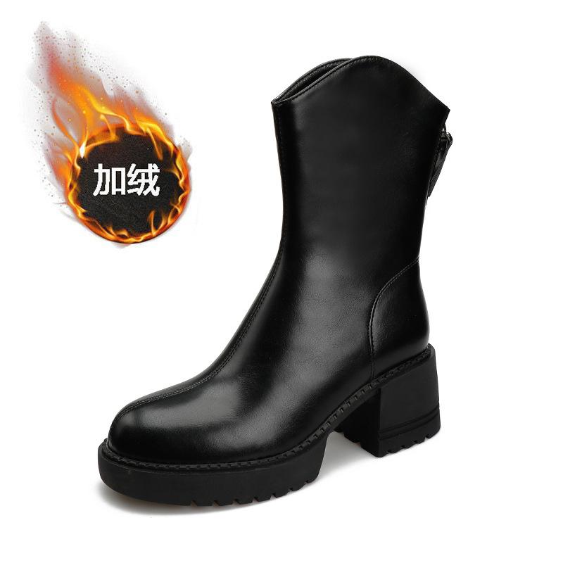 

Ботинки Мартин на толстой подошве женский стиль новые женские ботинки с V-образным вырезом средней высоты на толстом каблуке короткие ботинки коричневые одинарные ботинки 40