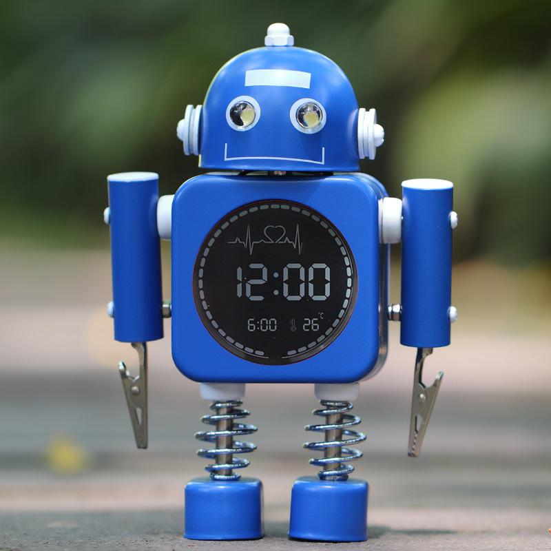 Silent Digital Display Metal Robot Luminous Alarm Clock Smart Student Boy Girl Children Bedroom Bedside Alarm Clock