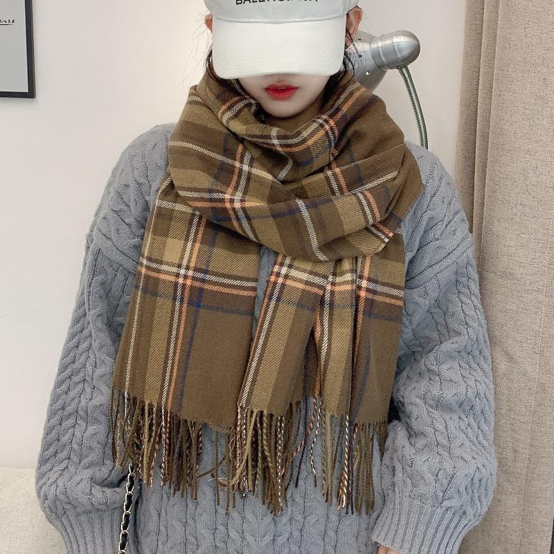 Women's Cashmere-like Plaid Scarf - Soft, Warm, and Perfect for Autumn/Winter