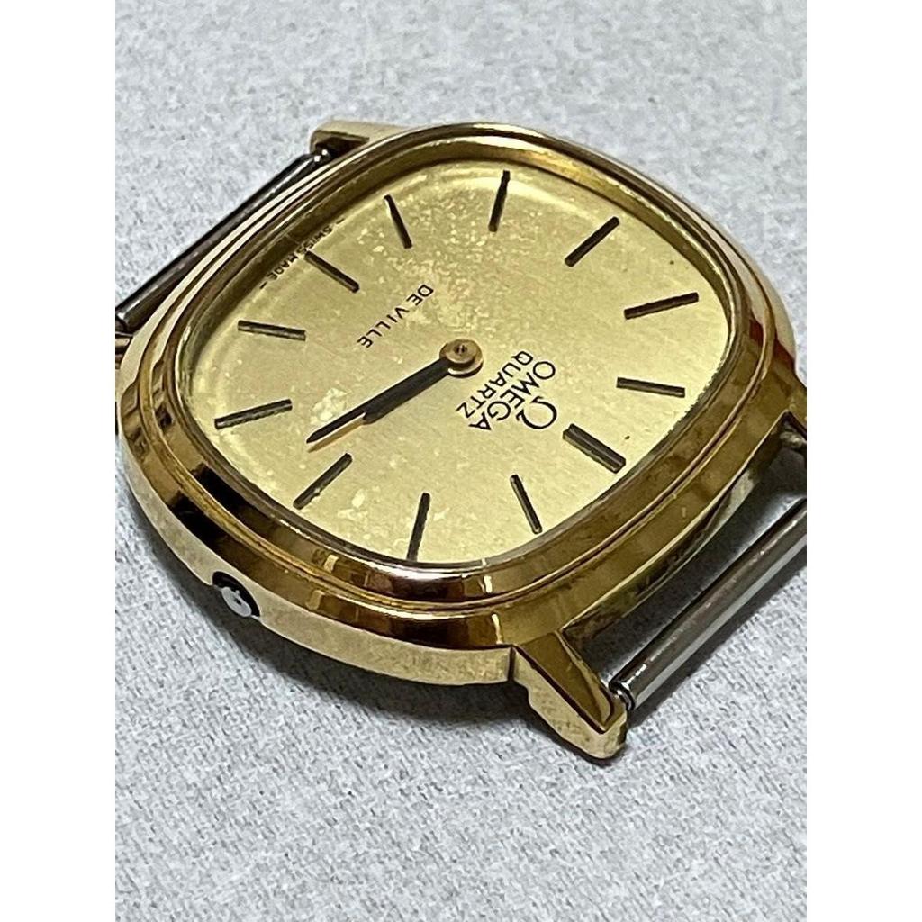 Used Rare OMEGA De Ville Gold Dial Quartz Ladies Watch De Ville