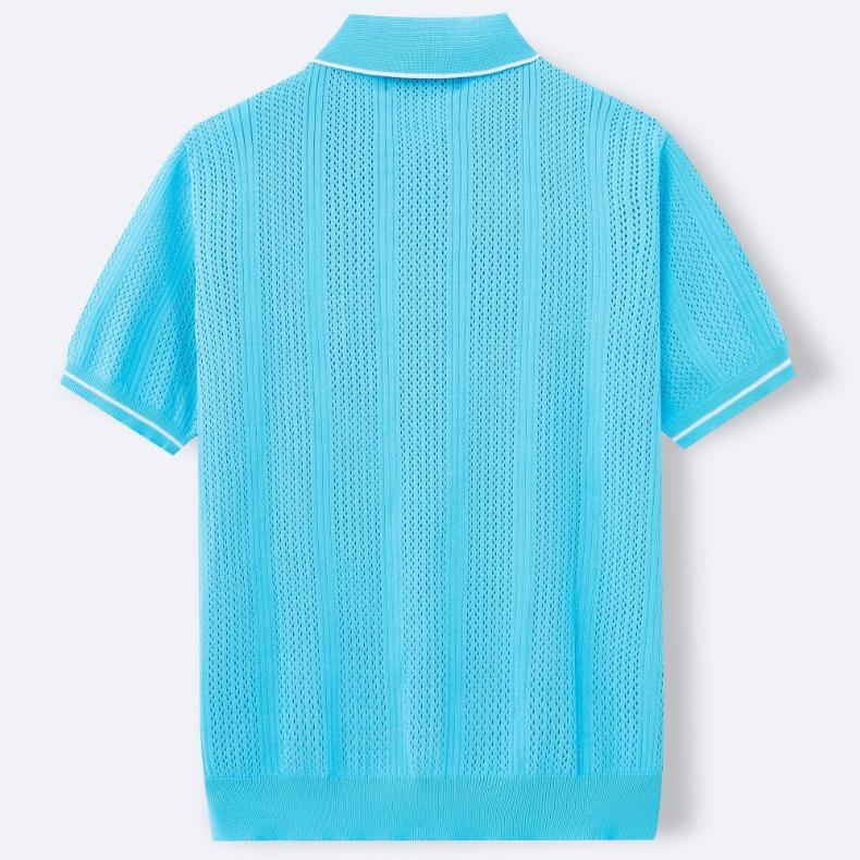 Herren Kurzarmhemden Atmungsaktive Button-Down Poloshirt Tops Strandurlaub Leichtgewicht Golf Hemden mit Kragen Sommer Freizeit Strickhemden für Herren