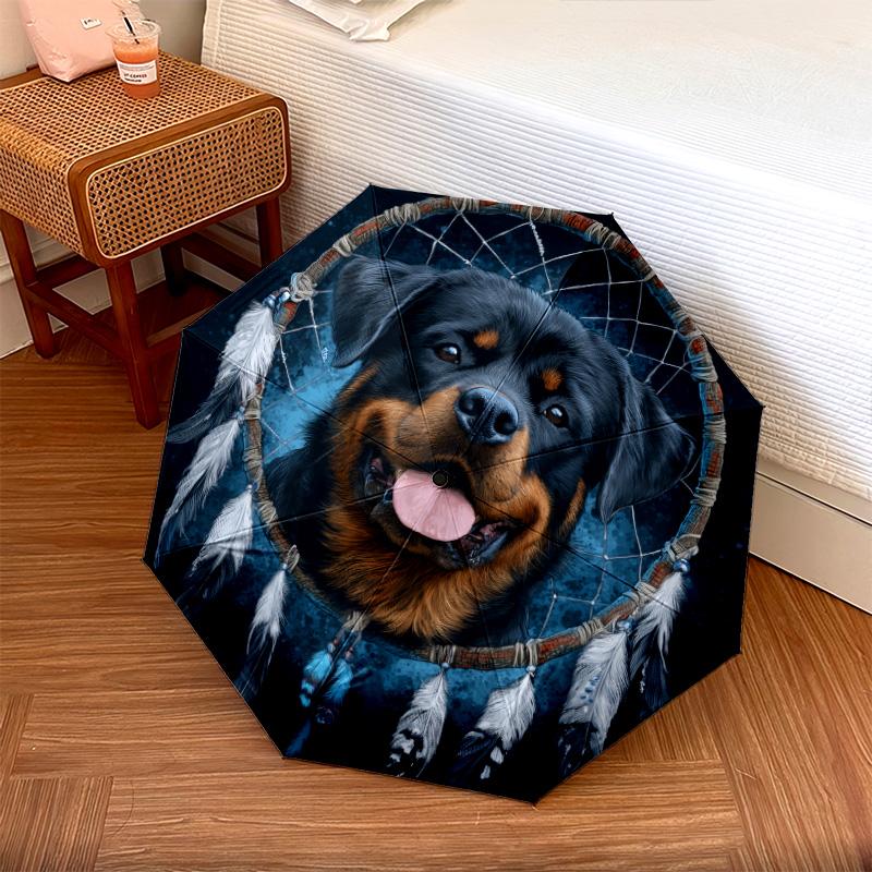 0106 Wzór łapacz snów pies, automatyczny parasol składany, przenośna i składana konstrukcja, 8 żeber, prezent na Boże Narodzenie lub urodziny.