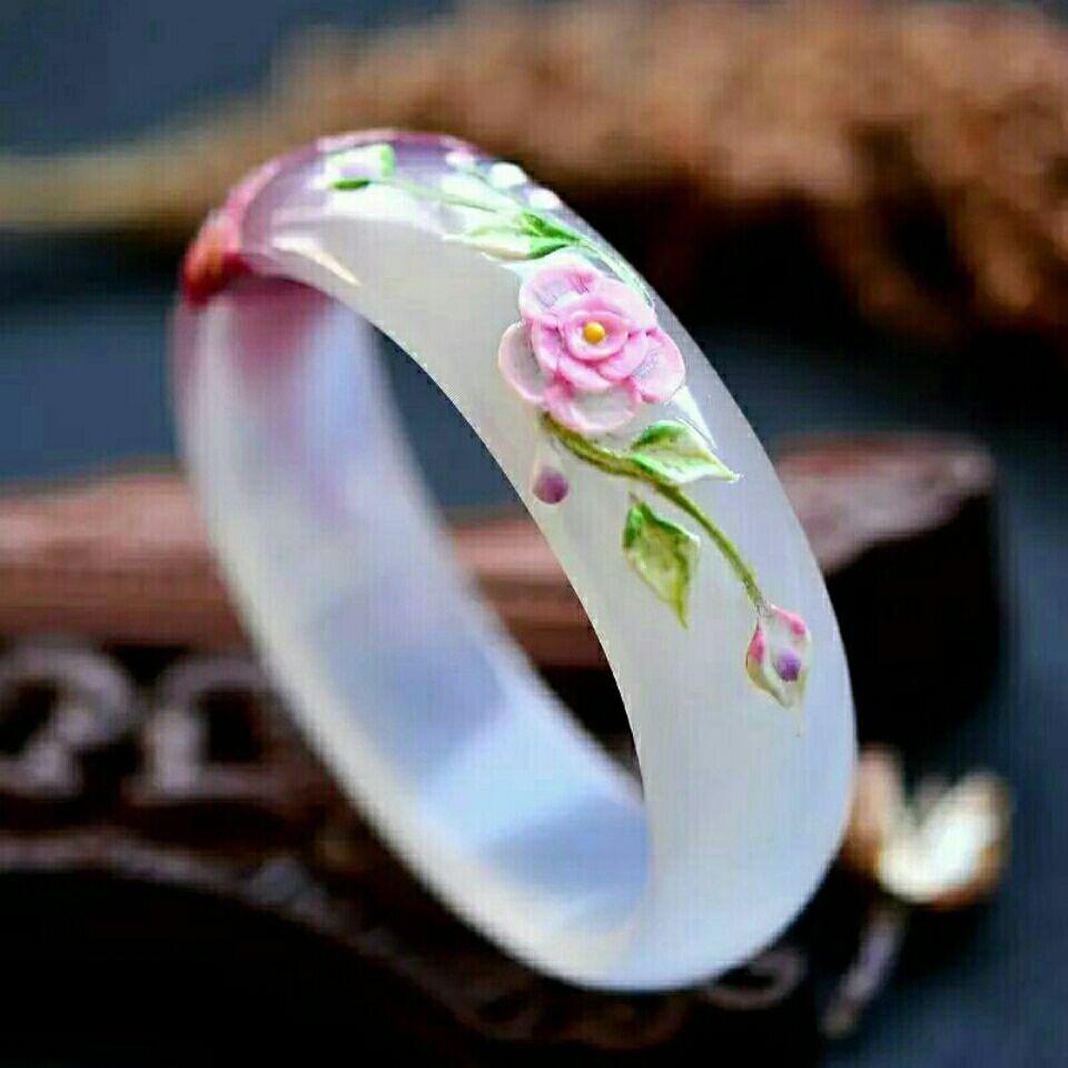 

Расписной браслет-резьба «Павлин», инкрустированный перламутром и нефритом, женский защитный браслет 60MM