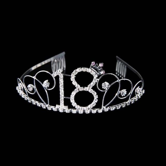 Women 16 -100year Birthday Party Princess Crystal Rhinestone Hair Tiara Stu Wedding Bridal Crown Headband Hair Accessories