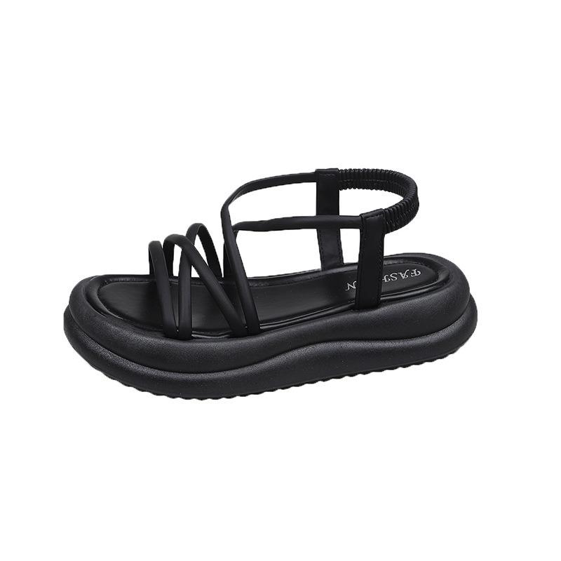 

Sandals women s platform summer new cross-strap open-toed student casual beach shoes women 40 чорний