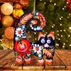Enfeite de Natal de Gato de Madeira Pintado à Mão Enfeite de Natal de Gato Criativo de Madeira Fofo Enfeites de Natal Pintados à Mão Para Casa