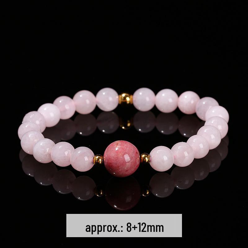 Women's Pink Crystal Bead Bracelet with Red Pattern - Lucky Stone Jewelry Gift