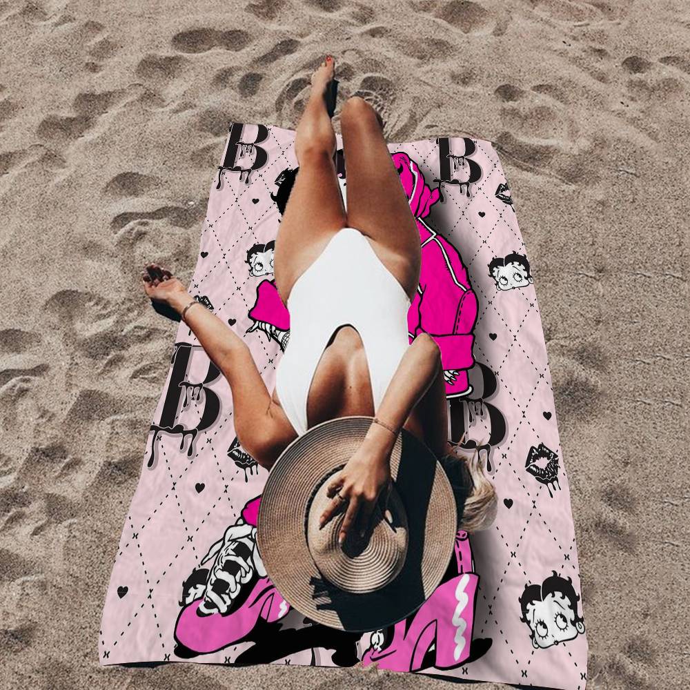 B-Betty Girl B-Boops Microfiber Blanket Quick Drying Beach Towels Oversized Printing Super Absorbent Pool Towel Blanket