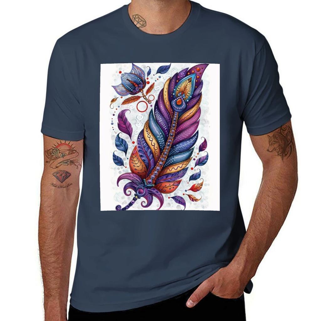 Funky Boho Feather Tshirt Halloween Casual Tshirt