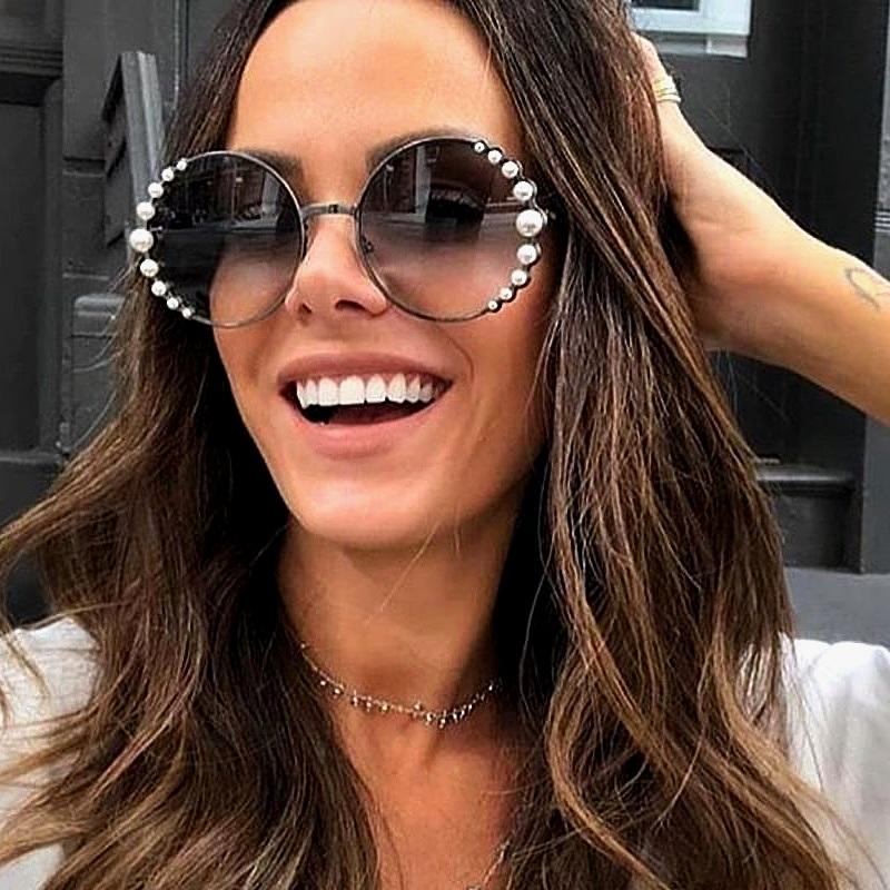 Exquisite Fashion Items Women's Round Luxury Sunglasses Pearl Designer Sun Glasses New Fashion Summer Shades