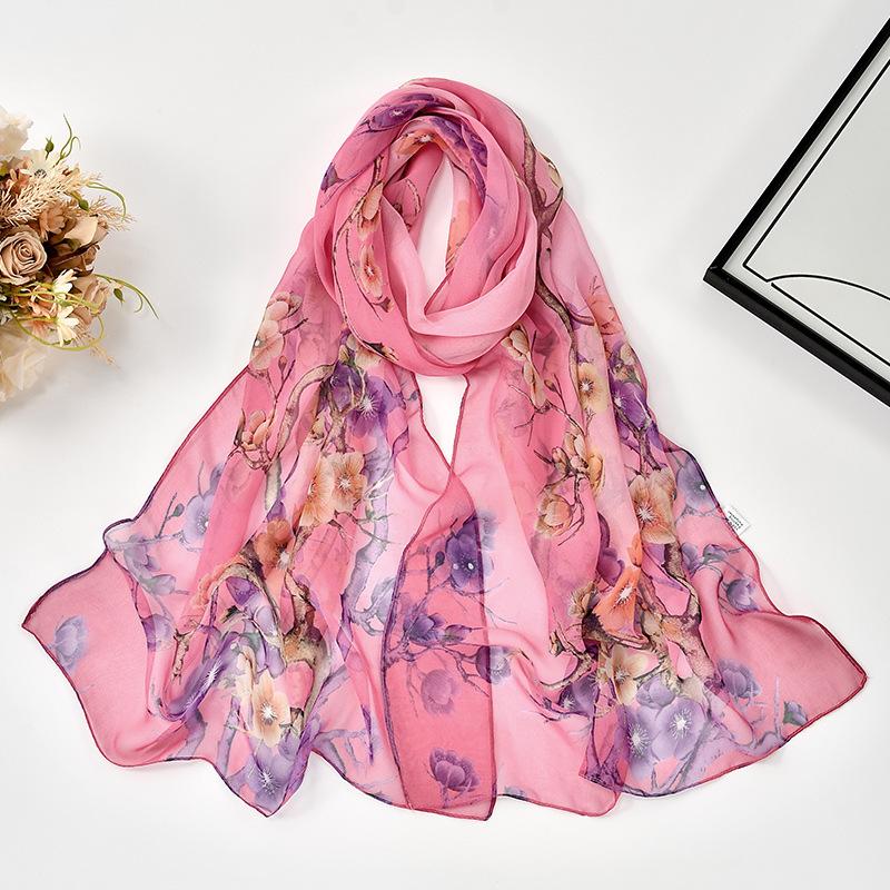 - Fashion Georgette Sunscreen Silk Scarf Beach Scarf Long Women'S Decorative Thin Silk Scarf Scarf