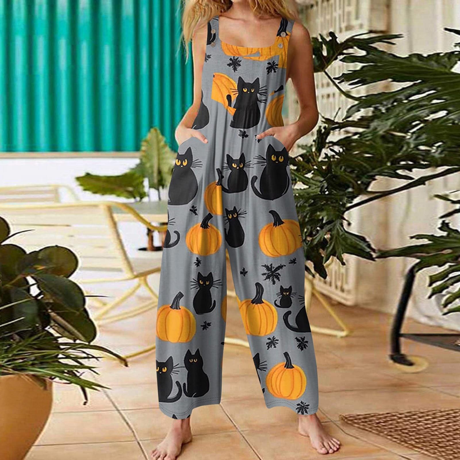 

Женская мода ул.. Повседневный свободный ретро-комбинезон с подтяжками и принтом ко Дню Святого Патрика M