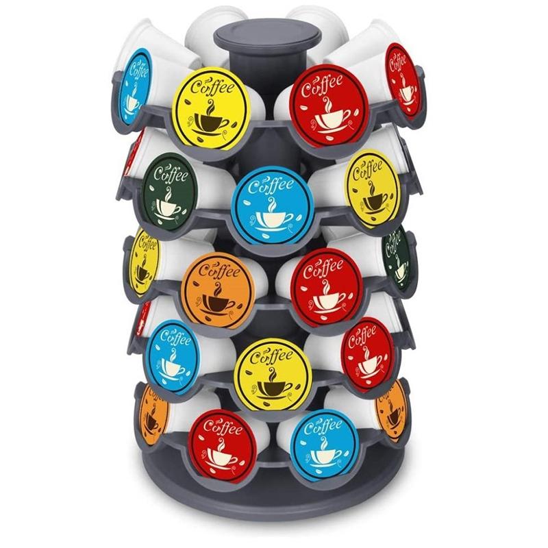 

Подставка для 40 капсул кофе для хранения Nespresso, вращающийся на 360 градусов органайзер, карусель для кофейных капсул, подставка для капсул, кафе, кухня серый