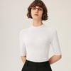 Women's 18-Gauge Fine-Spun Yangtze Yarn 100% Wool Mid-Sleeve Spring Slim-Fit Base Layer Top