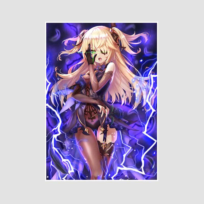 

Поп-игра Genshin Impact Poster Белая бумага Мультяшная фигурка Сяо Ху Тао Плакаты и принты Живопись Настенное искусство Декор Эстетическое милое украшение комнаты Фреска 42x30cm