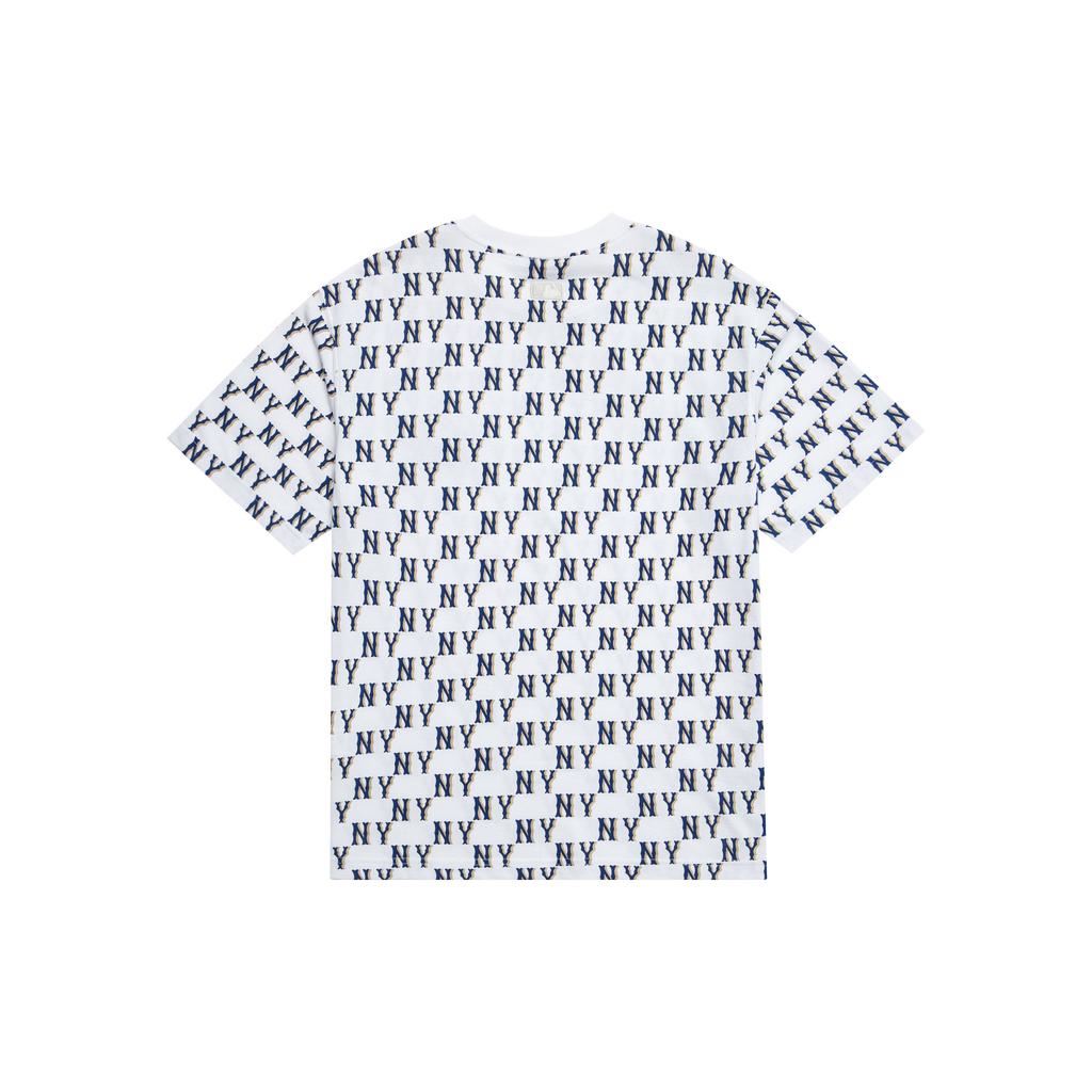 MLB New York Yankees All Over Logo Print Loose Fit T-Shirt Unisex Tops White 3ATSM1133-50WHS