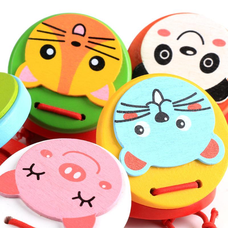 Wooden castanets puzzle early education 3-7 years old cartoon Orff children's musical instruments music toys