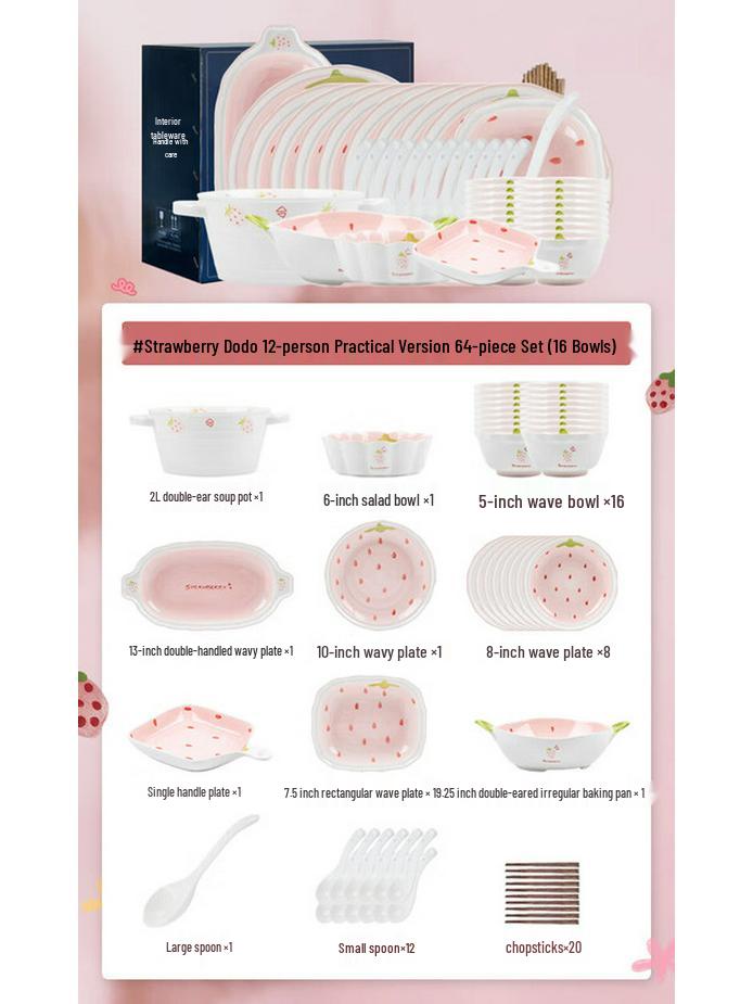 Moda Lanca Strawberry Ceramic Dinnerware Set
