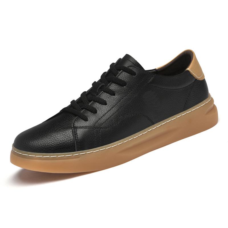 

8678 Men S Shoes Board Shoes White Shoes Spring Low-Top Leather Surface Handmade Flat Casual Shoes Sports Shoes Tide 45 чорний