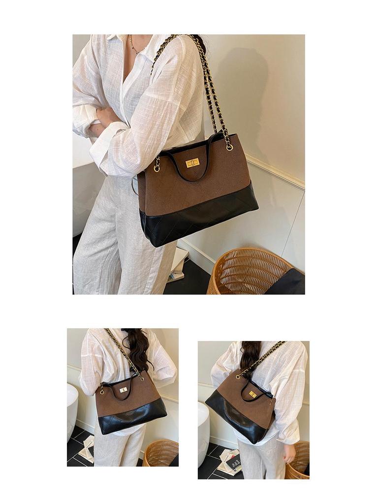 2025 New Women's High-End Retro Shoulder/Crossbody Bag with Iron Chain - Versatile Tote for Commuting