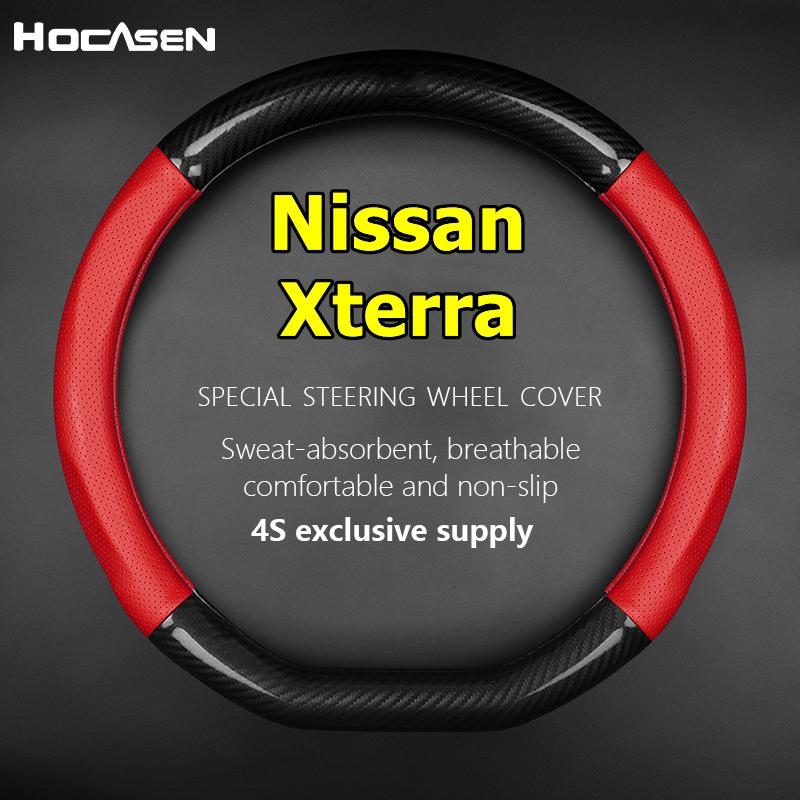 For Nissan Xterra Hatchback Steering Wheel Cover Genuine Leather Carbon Fiber No Smell