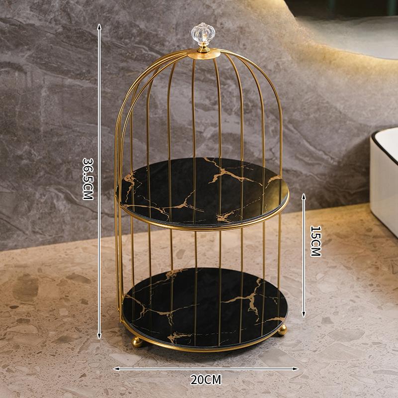 Creative Wrought Iron Cosmetics Lipstick Skincare Products Shelf Desktop Decoration Ornament Bathroom Kitchen Birdcage Shelf