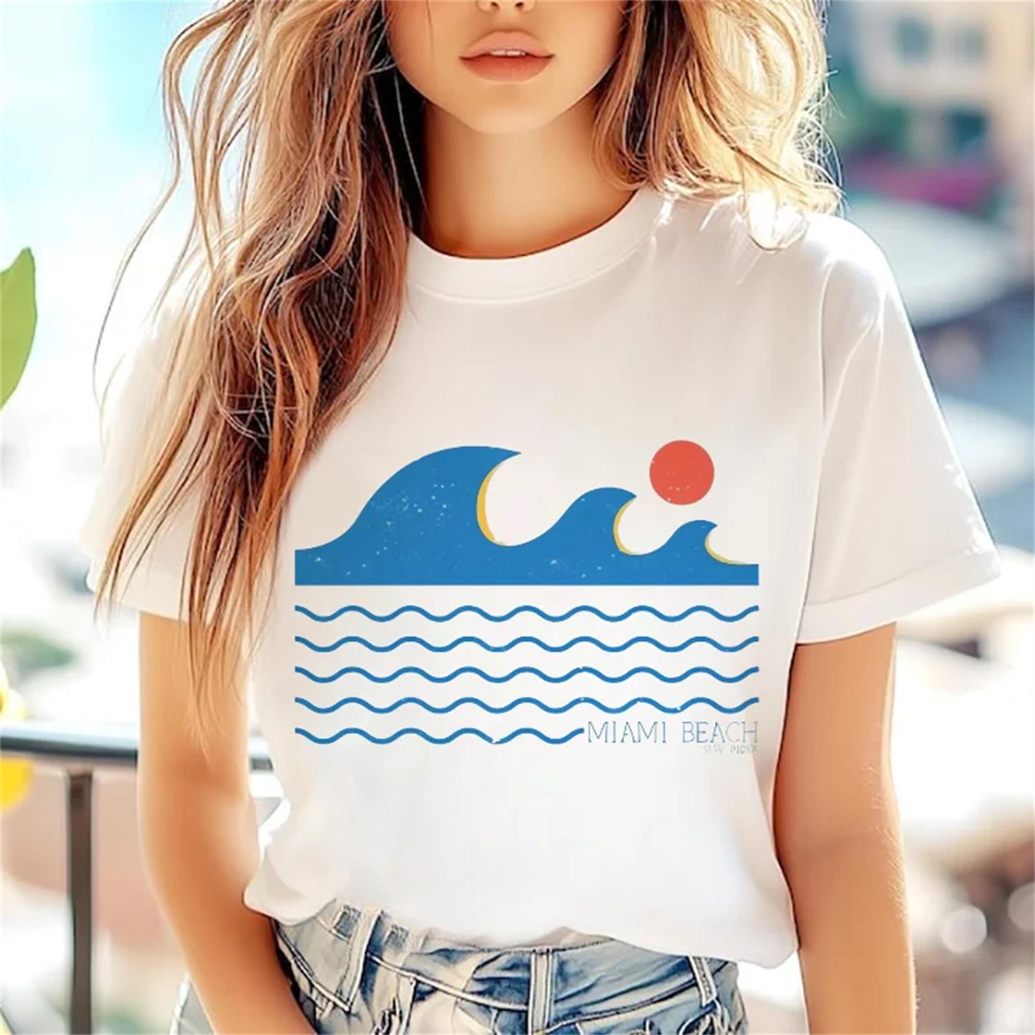 Short Sleeved Women s Cute Fashionable Casual T-Shirt Style Holiday Travel Women s Pattern Printing Regular Sweet Top T-Shirt S