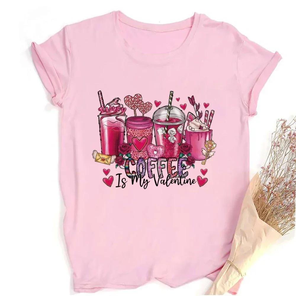 Outfit Tee FeUnisex Sleeve Tshirt Holiday Girls T Shirt Happy Valentine Print Women Shirts Valentines Party Aesthetic Clothes