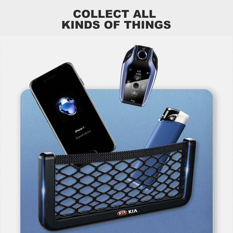Car Organizer Storage Bag Auto Paste Net Pocket Phone Holder Car Goods For Kia Rio 3 K2 Ceed Cerato K3 Sportage 4 Picanto K5 Optima Sorento Forte