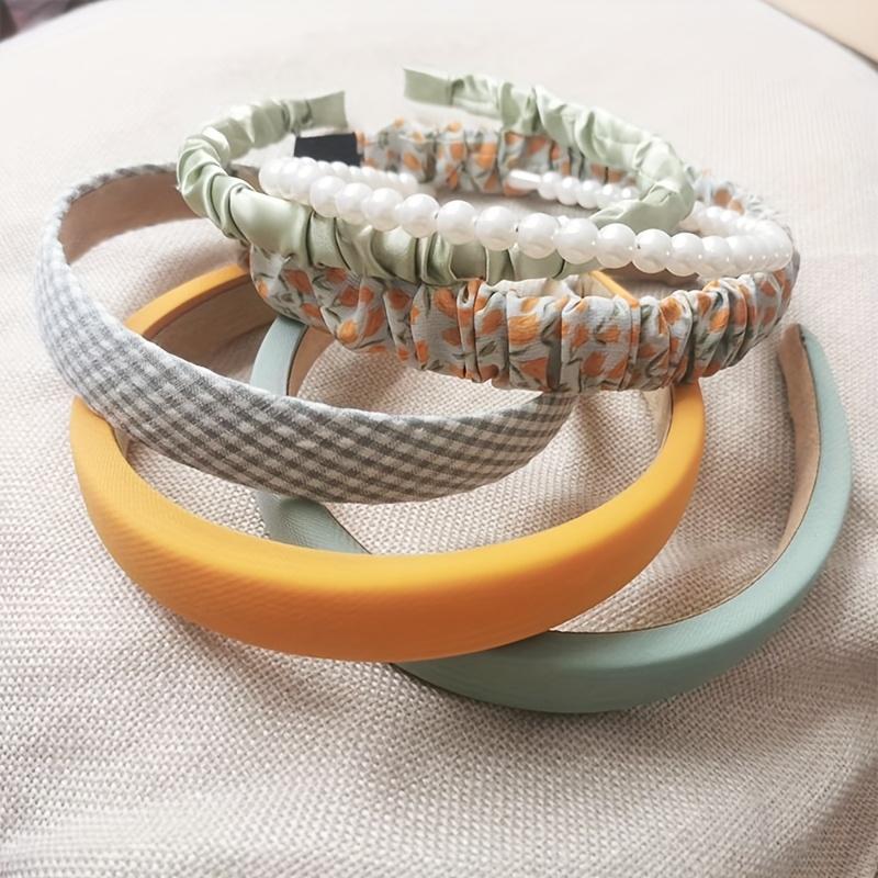 High qualityVintage Hong Kong Style Floral Plaid Headband, Korean Version, Cute and Versatile Headband for Women with Round Faces, 6pcs Set