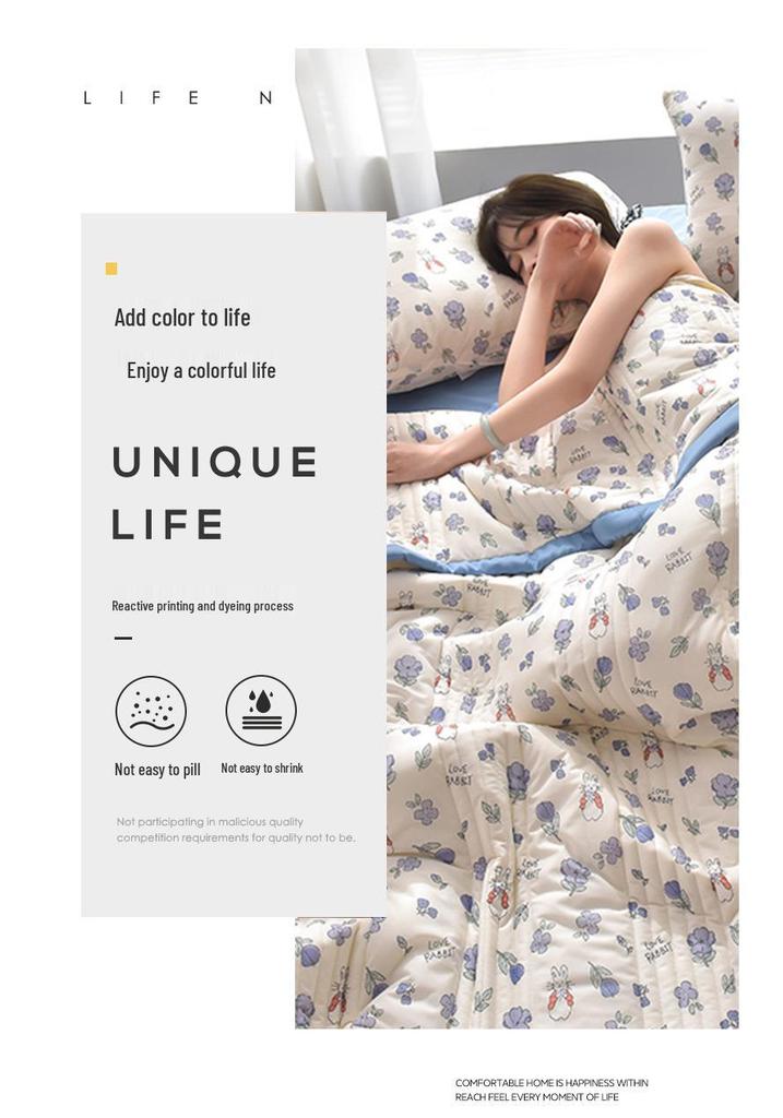 Silk Cooling Summer Quilt - Lightweight, Thin, Skin-Friendly, Machine Washable, Ideal for Air Conditioning