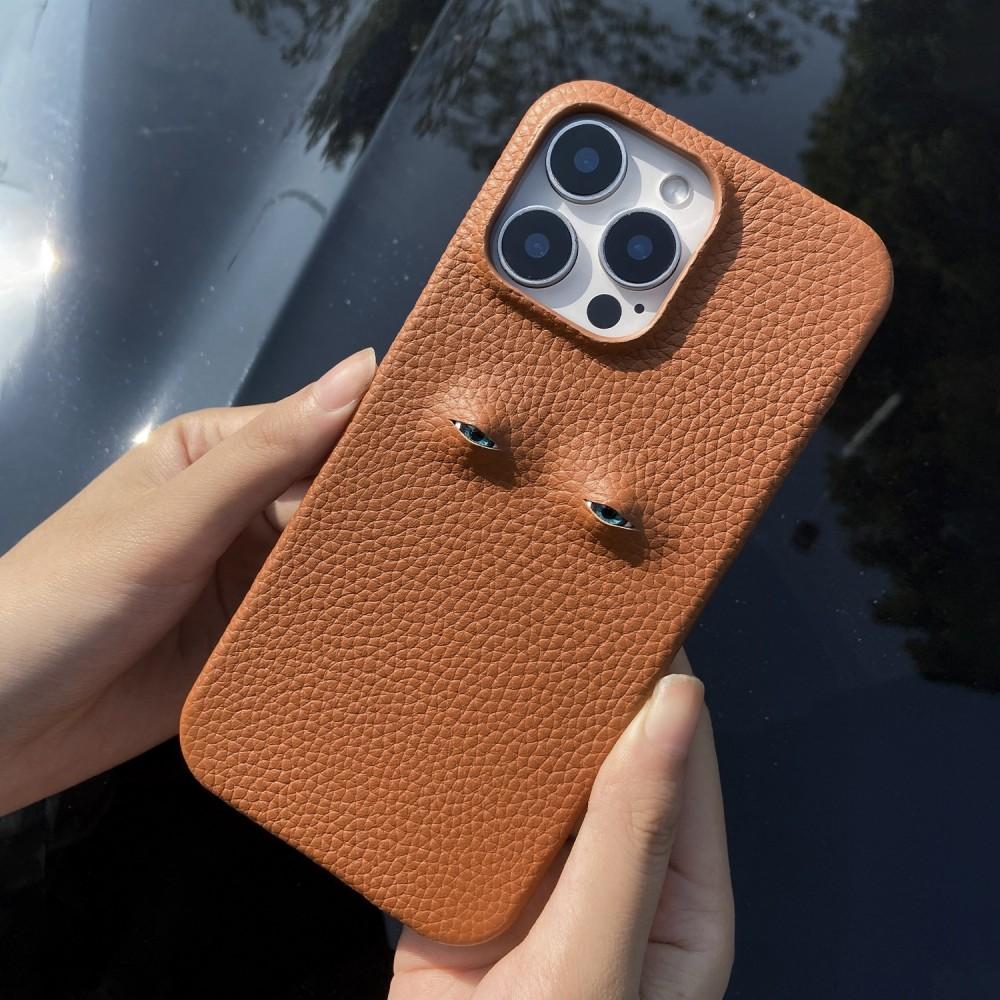 Unique Eye Design Genuine Leather Case for Iphone 16 Pro Max 18Pro 17 14 13 12 Phone Shell Personal Back Protective Coque Capa