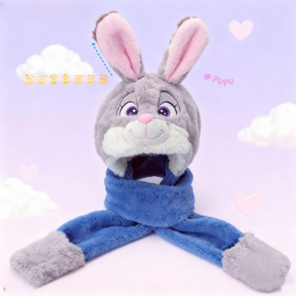 Disney Zootopia Judy Nick Plush Hat Warmth Cartoon Character Soft Winter Warm Ear Hoods Holiday Xmas Gift for Boys and Girls
