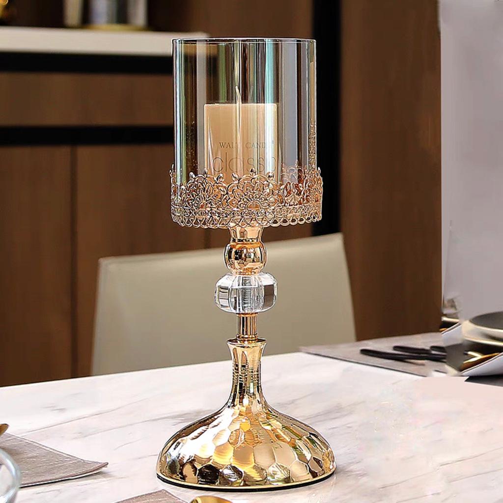 Metallspitze Glas Kerzenständer Ornament Haushalt Wohnzimmer Esstisch Romantisches Kerzenlicht Dinner Kerzendekoration