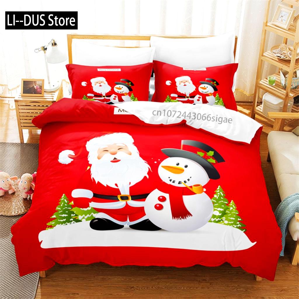 Red Christmas Bedding Set Duvet Cover Set 3d Bedding Digital Printing Queen Size Bedding Set Fashion Design