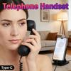 Retro Telephone Handset with Volume Slider USB-C Interface Wired Telephone Headphone for Cell Mobile Smartphones Tablet Laptop