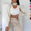 2026 Turtleneck Lantern Long Sleeve Knitted Short Sweaters Women Autumn Pullover Sexy Tops New Y2k Woolen Sweater Vest 30567