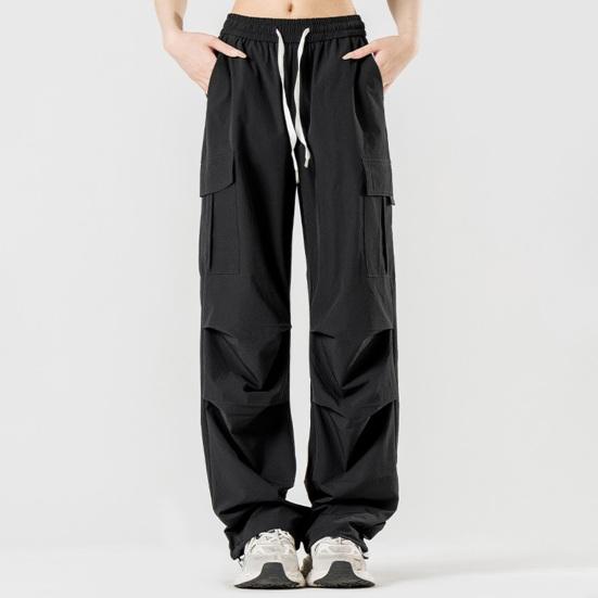 

Мужские брюки-карго, свободные широкие брюки с эластичной резинкой на талии, свободные однотонные быстросохнущие тонкие брюки с несколькими карманами, спортивные повседневные брюки полной длины XXXL