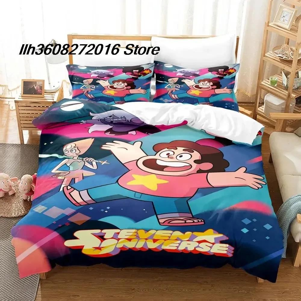 Nytt Kawaii Steven Universe Sängklädesset Enkelt Twin Full Queen King Size Sängset Aldult Barn Sovrum 3D-tryck Anime Lakan Set