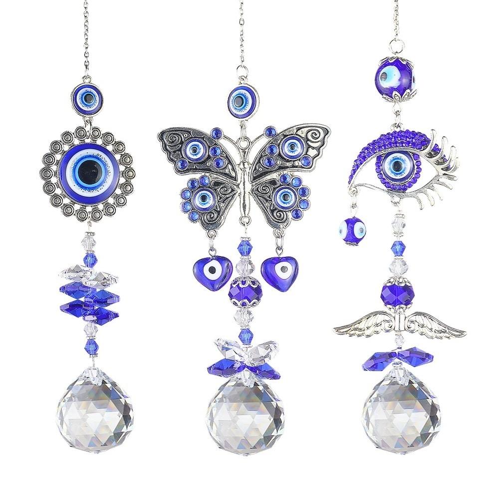 Butterfly Devil Eye Suncatcher Rhinestone Sun Catcher Pendant Rear View Mirror
