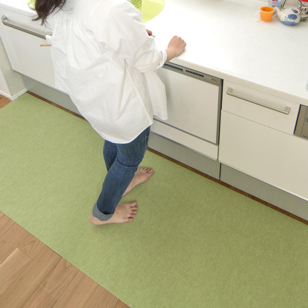 Sanko in Sanko Kitchen Kitchen 60 x 120 Just Place and [Made Japan, Water-repellent, Deodorizing, Washable] Mat, Non-Slip Mat, Long, cm, Green, Stick,