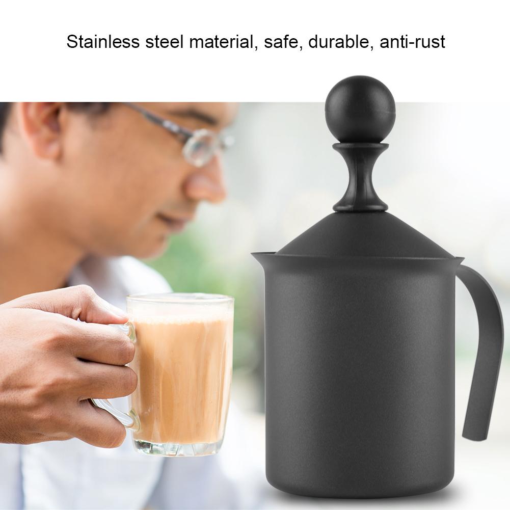 Stainless Steel Manual Double Mesh Milk Frother Foam Maker Coffee Decoration Tool (400ml)