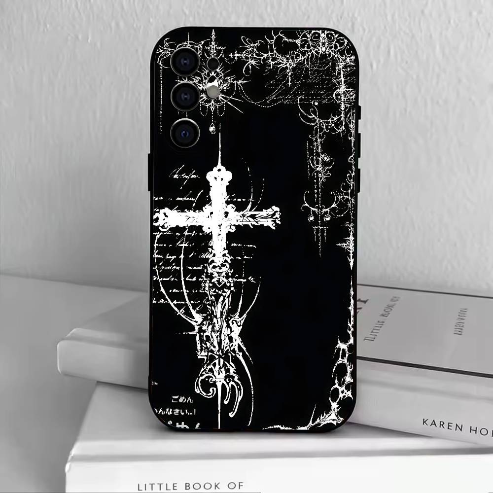Cyber Sigil Cross Phone Case For Samsung S25,S24,S21,S22,S23,S30,Ultra,S20,Plus,Fe,Lite,Note,10,Black Cover